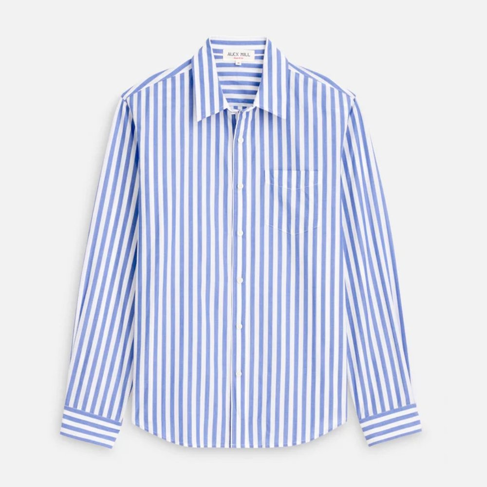 Alex Mill men's Mill Shirt in Wide Stripe Portuguese Poplin, Size Medium, NWT